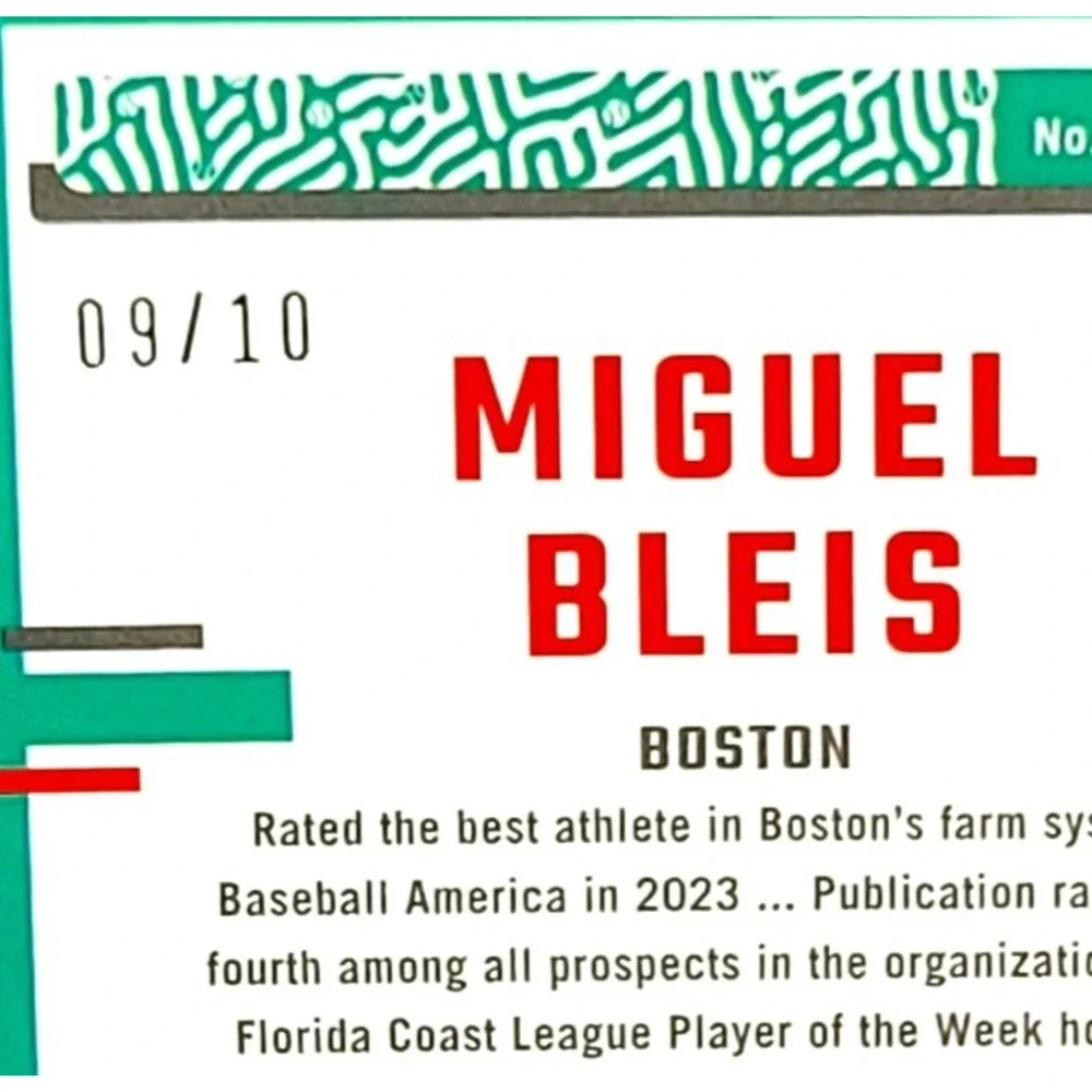 2023 Miguel Bleis RC Auto's all /10 Boston Red Sox Top Prospect